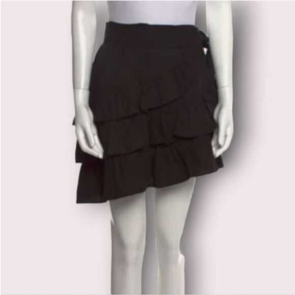 Sandro Black Ruffled Mini Skirt , S - Picture 1 of 8